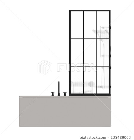 bathtub isolated on a white background, 3D illustration, and a CG render bathtub isolated on a white background, 3D illustration, and a CG render 135489063