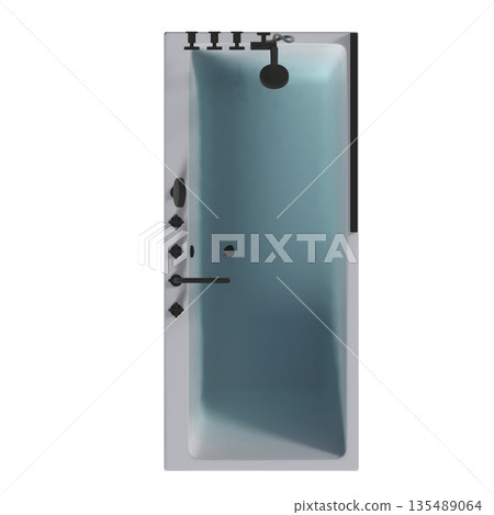 bathtub isolated on a white background, 3D illustration, and a CG render bathtub isolated on a white background, 3D illustration, and a CG render 135489064