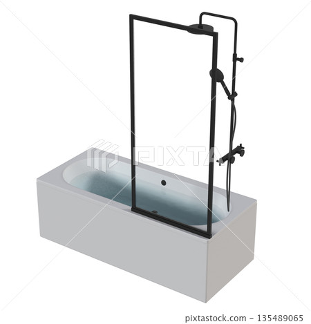 bathtub isolated on a white background, 3D illustration, and a CG render bathtub isolated on a white background, 3D illustration, and a CG render 135489065