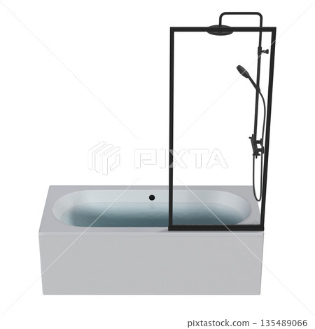 bathtub isolated on a white background, 3D illustration, and a CG render 135489066