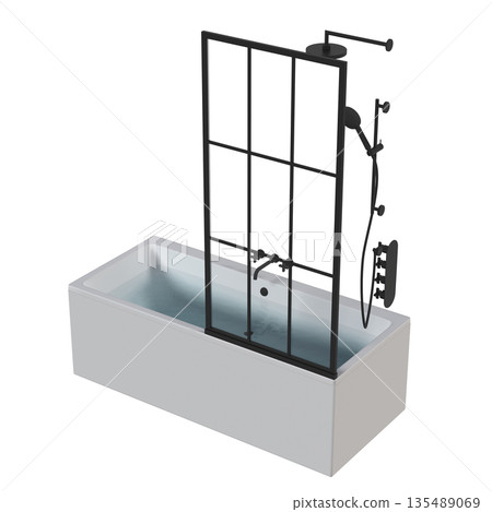 bathtub isolated on a white background, 3D illustration, and a CG render 135489069