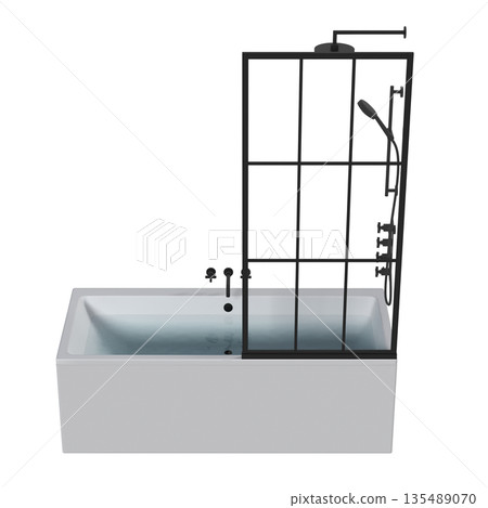 bathtub isolated on a white background, 3D illustration, and a CG render bathtub isolated on a white background, 3D illustration, and a CG render 135489070