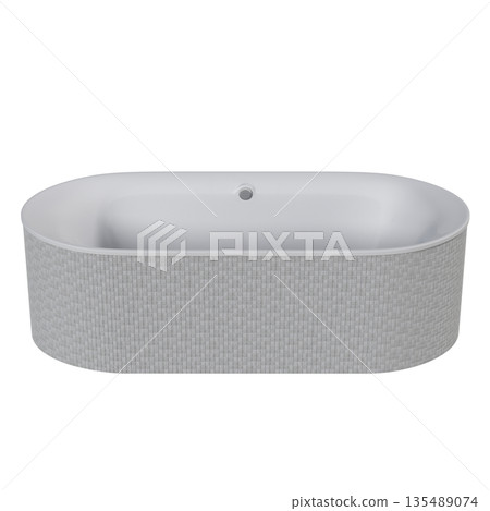 bathtub isolated on a white background, 3D illustration, and a CG render bathtub isolated on a white background, 3D illustration, and a CG render 135489074