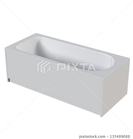 bathtub isolated on a white background, 3D illustration, and a CG render bathtub isolated on a white background, 3D illustration, and a CG render 135489088