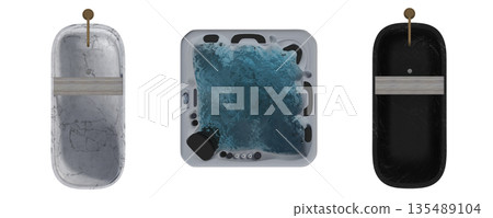bathtub isolated on a white background, 3D illustration, and a CG render bathtub isolated on a white background, 3D illustration, and a CG render 135489104