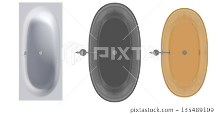 bathtub isolated on a white background, 3D illustration, and a CG render bathtub isolated on a white background, 3D illustration, and a CG render 135489109