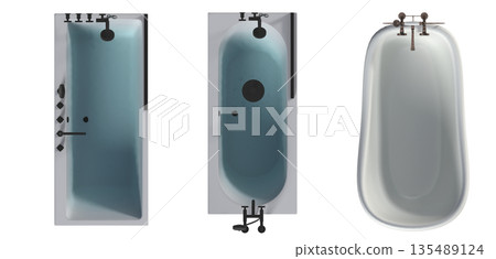 bathtub isolated on a white background, 3D illustration, and a CG render bathtub isolated on a white background, 3D illustration, and a CG render 135489124