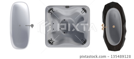bathtub isolated on a white background, 3D illustration, and a CG render bathtub isolated on a white background, 3D illustration, and a CG render 135489128