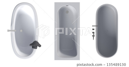 bathtub isolated on a white background, 3D illustration, and a CG render bathtub isolated on a white background, 3D illustration, and a CG render 135489130