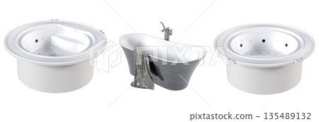 bathtub isolated on a white background, 3D illustration, and a CG render 135489132