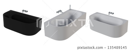 bathtub isolated on a white background, 3D illustration, and a CG render 135489145