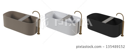 bathtub isolated on a white background, 3D illustration, and a CG render 135489152