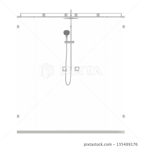 shower cabin isolated on transparent background, 3D illustration, cg render shower cabin isolated on transparent background, 3D illustration, cg render 135489176