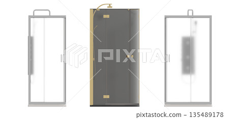 shower cabin isolated on transparent background, 3D illustration, cg render shower cabin isolated on transparent background, 3D illustration, cg render 135489178