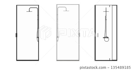shower cabin isolated on transparent background, 3D illustration, cg render shower cabin isolated on transparent background, 3D illustration, cg render 135489185