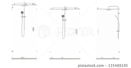shower cabin isolated on transparent background, 3D illustration, cg render 135489195
