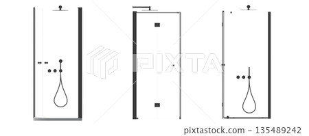 shower cabin isolated on transparent background, 3D illustration, cg render 135489242