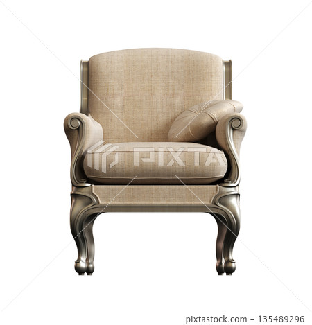 armchair isolate on a transparent background, comfortable furniture for home interior, 3D illustration, cg render 135489296