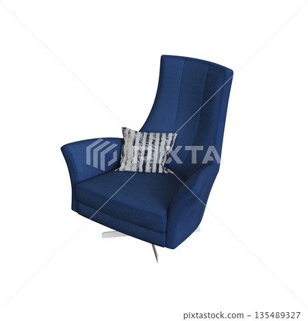 armchair isolate on a transparent background, comfortable furniture for home interior, 3D illustration, cg render armchair isolate on a transparent background, comfortable furniture for home interior, 3D illustration, cg render 135489327