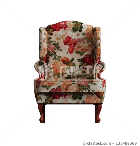 armchair isolate on a transparent background, comfortable furniture for home interior, 3D illustration, cg render 135489369