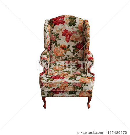 armchair isolate on a transparent background, comfortable furniture for home interior, 3D illustration, cg render 135489370
