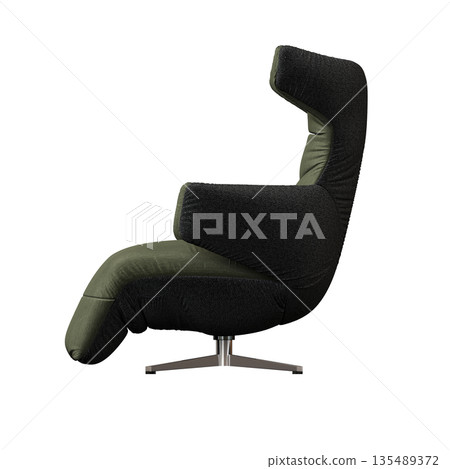 armchair isolate on a transparent background, comfortable furniture for home interior, 3D illustration, cg render 135489372