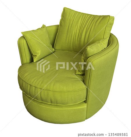 armchair isolate on a transparent background, comfortable furniture for home interior, 3D illustration, cg render 135489381
