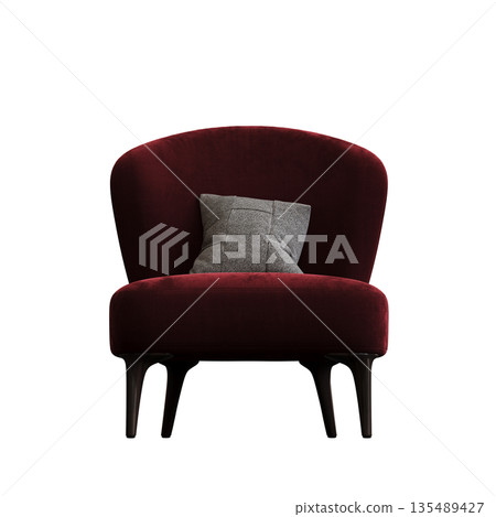 armchair isolate on a transparent background, comfortable furniture for home interior, 3D illustration, cg render 135489427