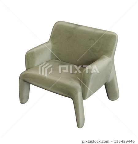 armchair isolate on a transparent background, comfortable furniture for home interior, 3D illustration, cg render armchair isolate on a transparent background, comfortable furniture for home interior, 3D illustration, cg render 135489446