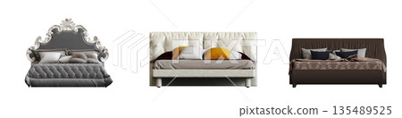 bed isolate on a transparent background, interior furniture, 3D illustration, cg render bed isolate on a transparent background, interior furniture, 3D illustration, cg render 135489525
