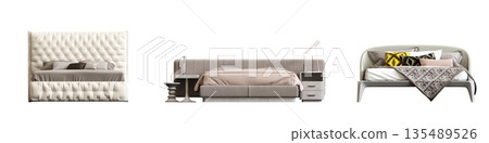 bed isolate on a transparent background, interior furniture, 3D illustration, cg render bed isolate on a transparent background, interior furniture, 3D illustration, cg render 135489526