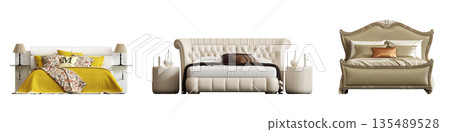 bed isolate on a transparent background, interior furniture, 3D illustration, cg render bed isolate on a transparent background, interior furniture, 3D illustration, cg render 135489528