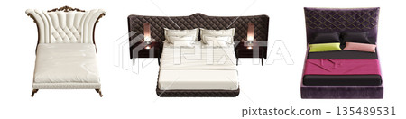 bed isolate on a transparent background, interior furniture, 3D illustration, cg render bed isolate on a transparent background, interior furniture, 3D illustration, cg render 135489531