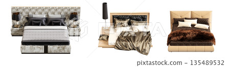 bed isolate on a transparent background, interior furniture, 3D illustration, cg render bed isolate on a transparent background, interior furniture, 3D illustration, cg render 135489532