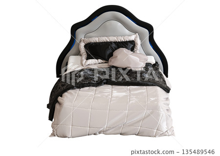 bed isolate on a transparent background, interior furniture, 3D illustration, cg render bed isolate on a transparent background, interior furniture, 3D illustration, cg render 135489546