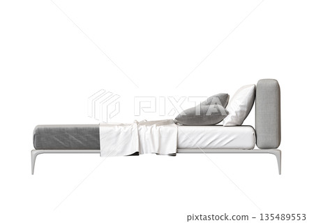 bed isolate on a transparent background, interior furniture, 3D illustration, cg render 135489553