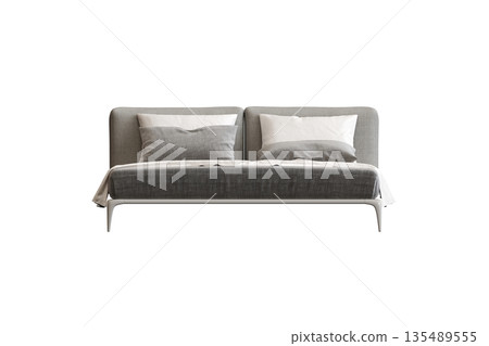 bed isolate on a transparent background, interior furniture, 3D illustration, cg render 135489555