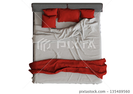 bed isolate on a transparent background, interior furniture, 3D illustration, cg render bed isolate on a transparent background, interior furniture, 3D illustration, cg render 135489560