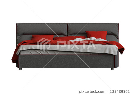 bed isolate on a transparent background, interior furniture, 3D illustration, cg render bed isolate on a transparent background, interior furniture, 3D illustration, cg render 135489561