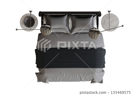 bed isolate on a transparent background, interior furniture, 3D illustration, cg render bed isolate on a transparent background, interior furniture, 3D illustration, cg render 135489575
