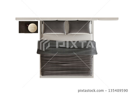 bed isolate on a transparent background, interior furniture, 3D illustration, cg render bed isolate on a transparent background, interior furniture, 3D illustration, cg render 135489590