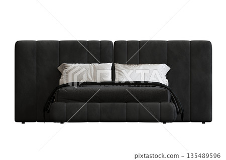 bed isolate on a transparent background, interior furniture, 3D illustration, cg render bed isolate on a transparent background, interior furniture, 3D illustration, cg render 135489596
