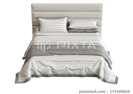 bed isolate on a transparent background, interior furniture, 3D illustration, cg render bed isolate on a transparent background, interior furniture, 3D illustration, cg render 135489688