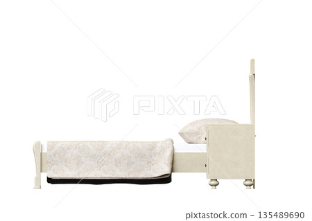 bed isolate on a transparent background, interior furniture, 3D illustration, cg render bed isolate on a transparent background, interior furniture, 3D illustration, cg render 135489690