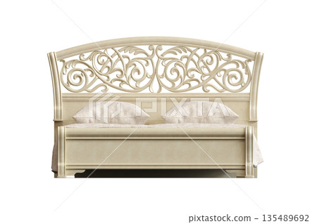 bed isolate on a transparent background, interior furniture, 3D illustration, cg render bed isolate on a transparent background, interior furniture, 3D illustration, cg render 135489692