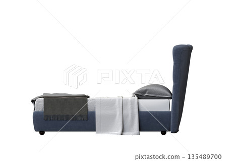 bed isolate on a transparent background, interior furniture, 3D illustration, cg render bed isolate on a transparent background, interior furniture, 3D illustration, cg render 135489700