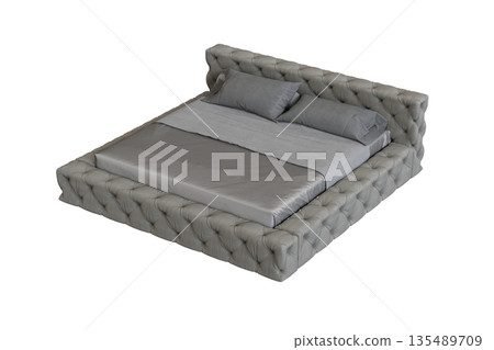 bed isolate on a transparent background, interior furniture, 3D illustration, cg render bed isolate on a transparent background, interior furniture, 3D illustration, cg render 135489709