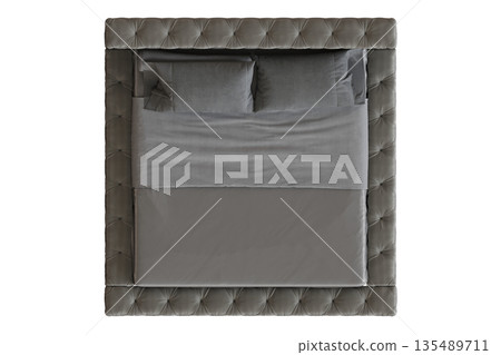 bed isolate on a transparent background, interior furniture, 3D illustration, cg render bed isolate on a transparent background, interior furniture, 3D illustration, cg render 135489711
