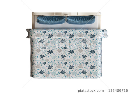 bed isolate on a transparent background, interior furniture, 3D illustration, cg render bed isolate on a transparent background, interior furniture, 3D illustration, cg render 135489716