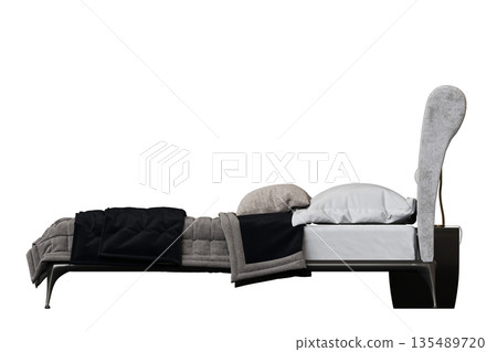 bed isolate on a transparent background, interior furniture, 3D illustration, cg render 135489720